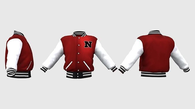 Varsity Letterman Jacket Closed Front Low-poly 3D model