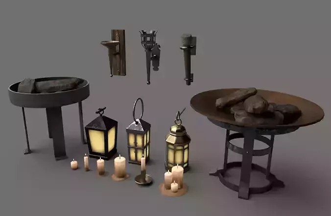 Dungeon Lights and Particles  Low-poly 3D model
