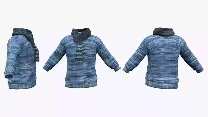 Male Rolled Neck Sweater With Scarf