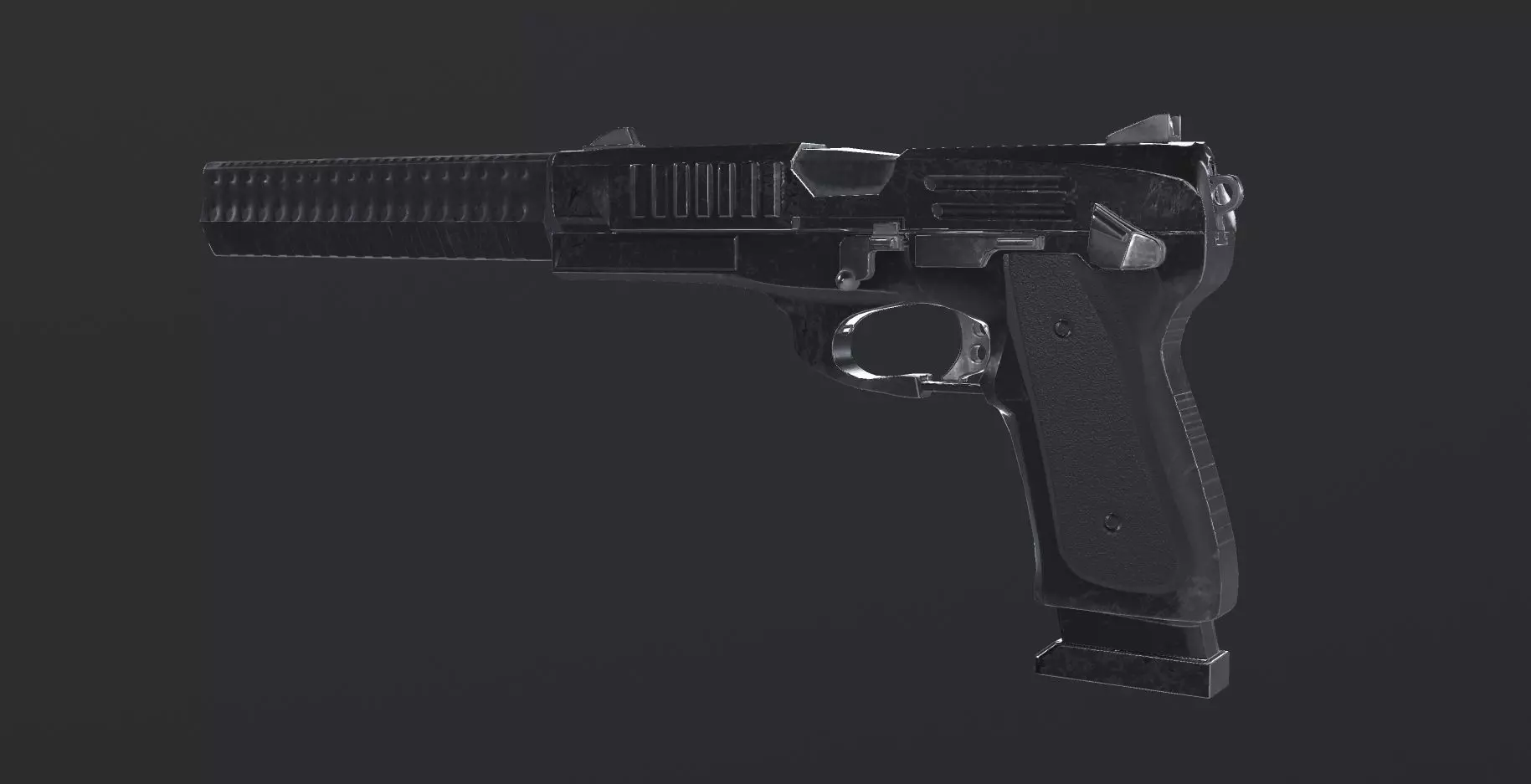 Weapon handgun pistol beretta gun Low-poly 3D model_0