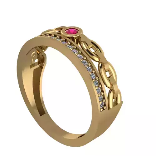 gem Cuban style Wedding Ring 