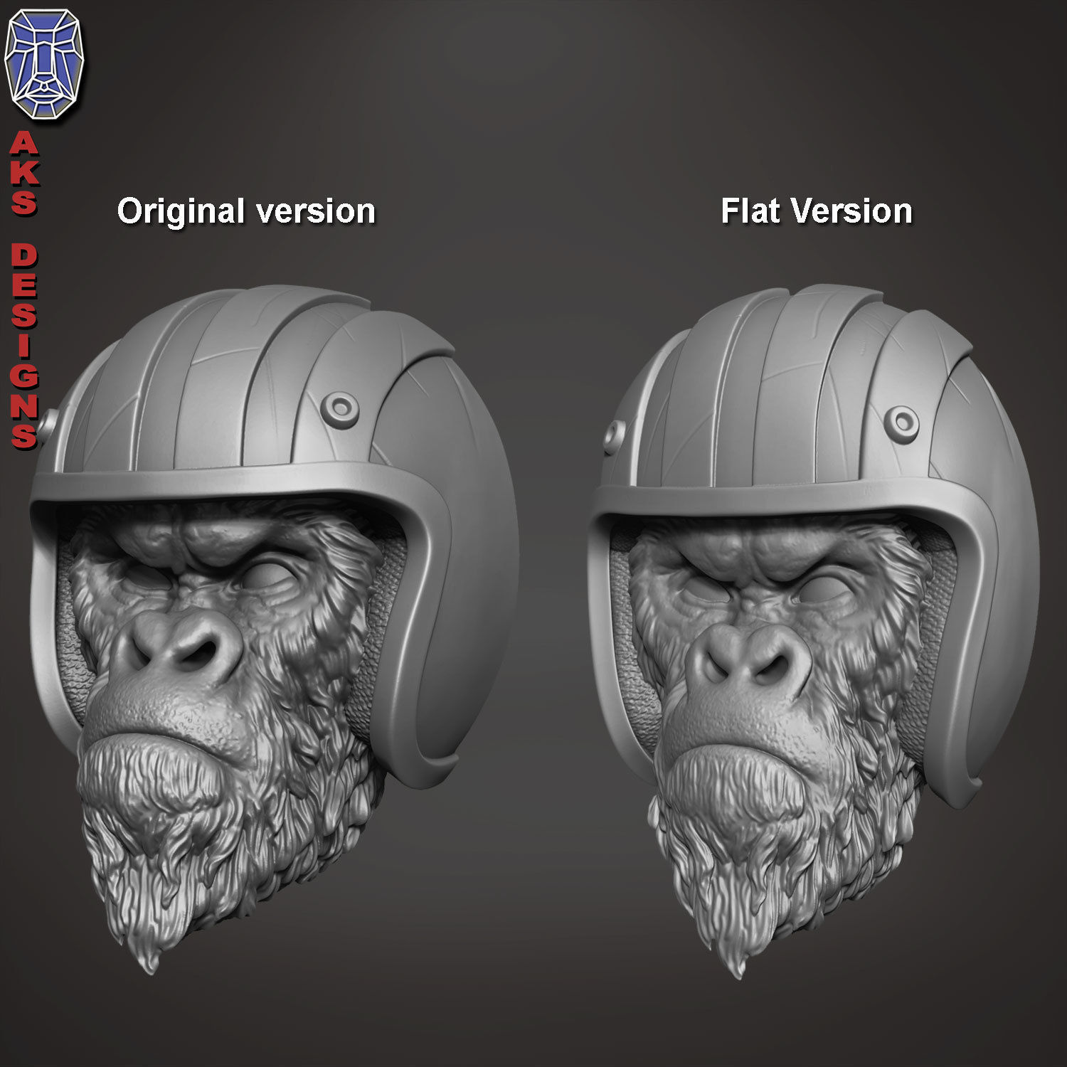 Biker gorilla 1 bas relief 3D print model_9