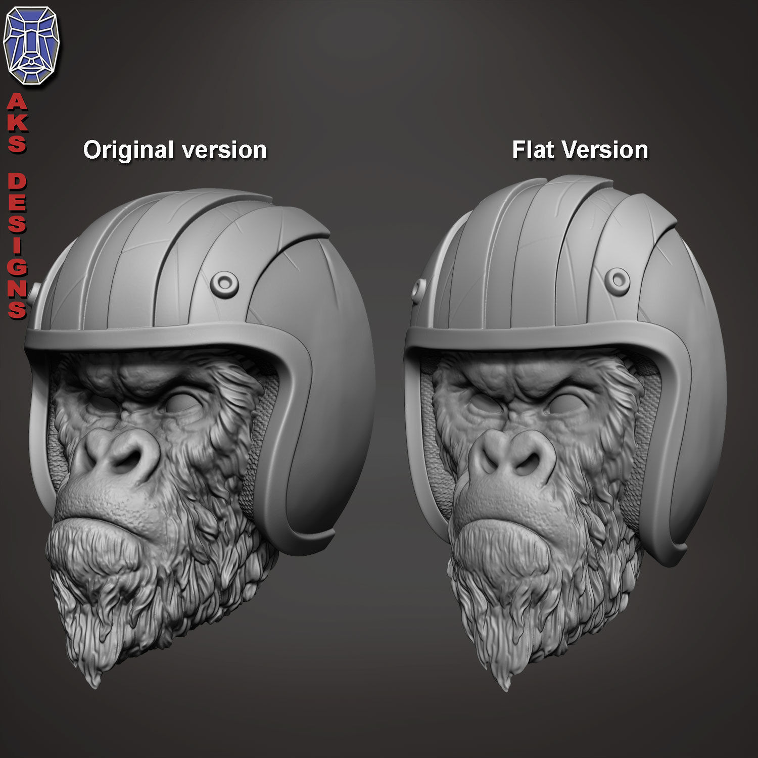 Biker gorilla 1 bas relief 3D print model_2