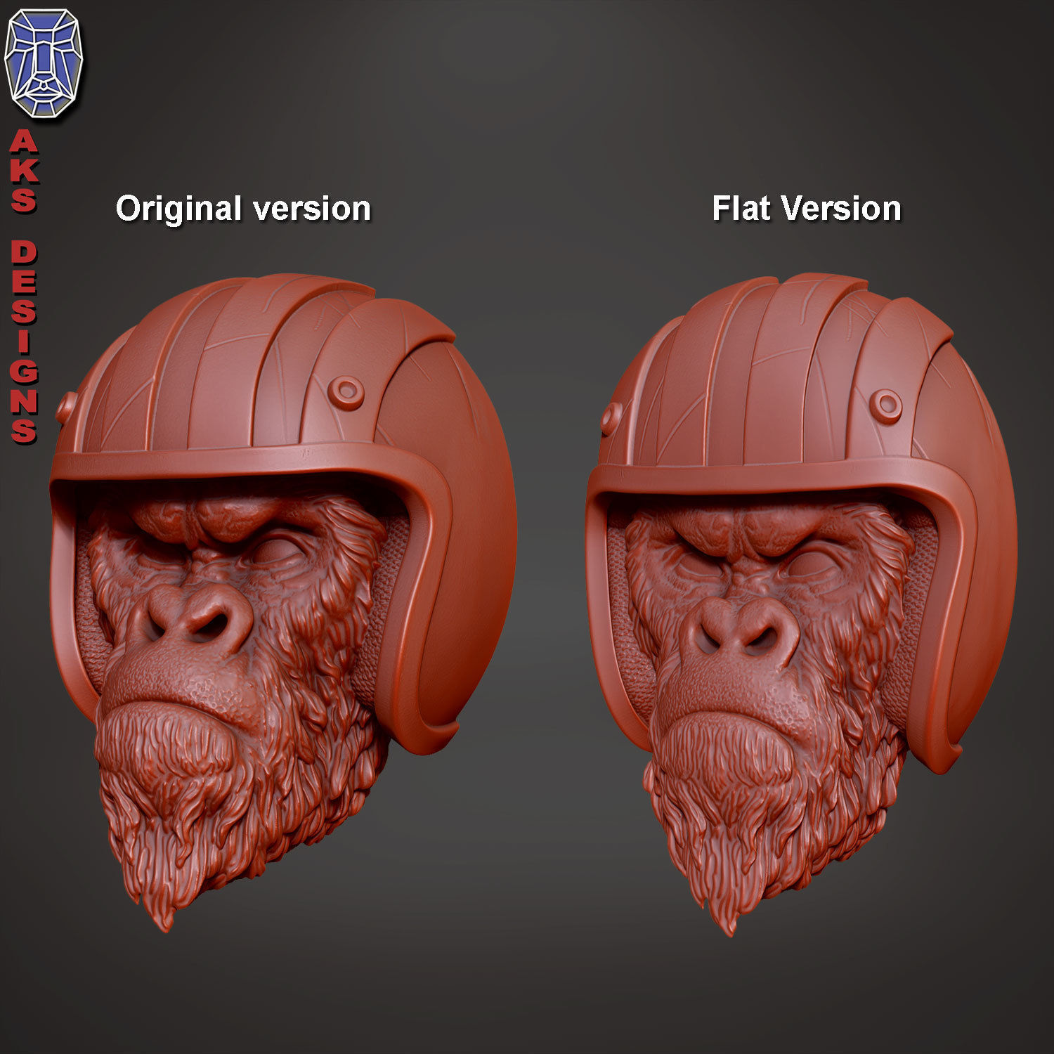 Biker gorilla 1 bas relief 3D print model_8