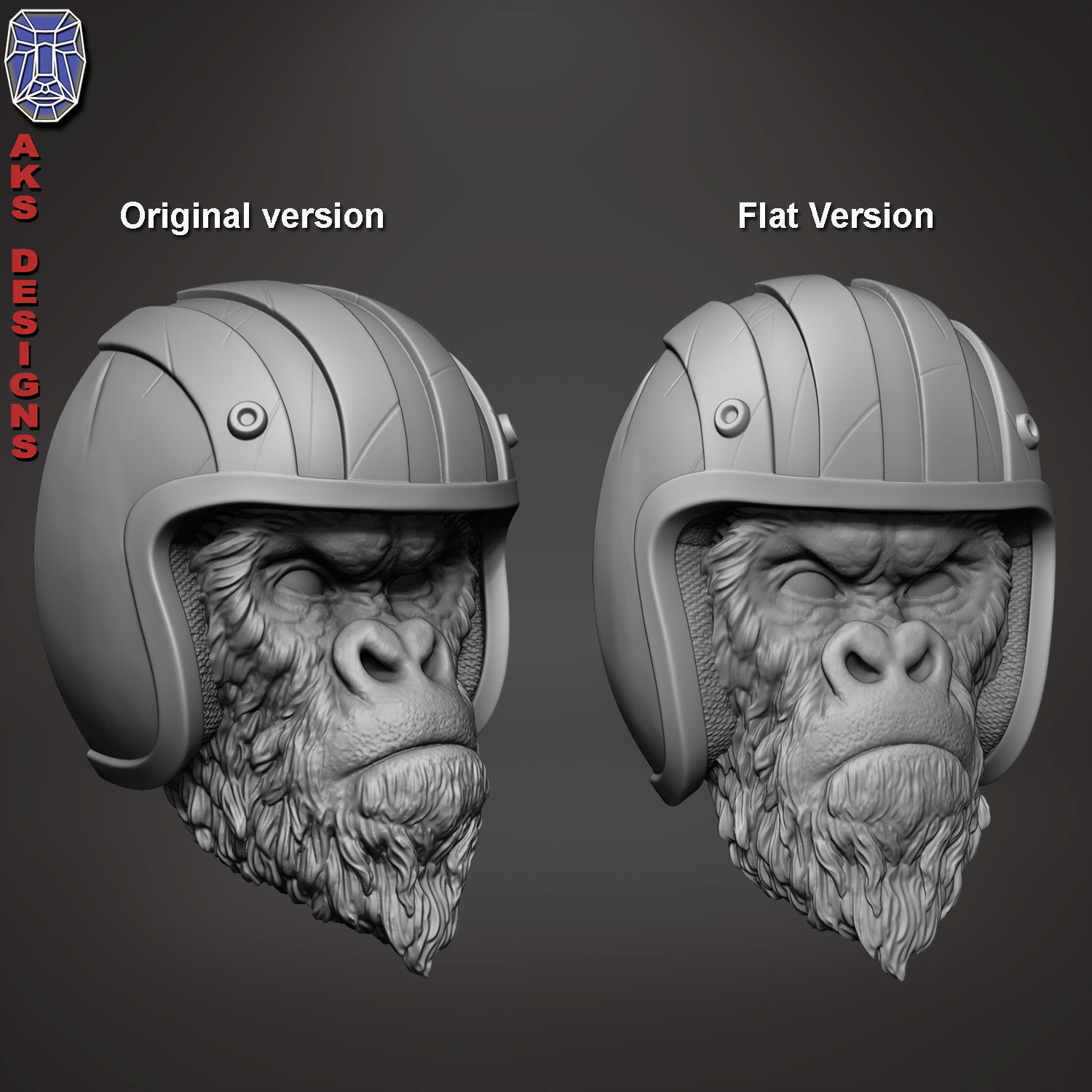 Biker gorilla 1 bas relief 3D print model_6