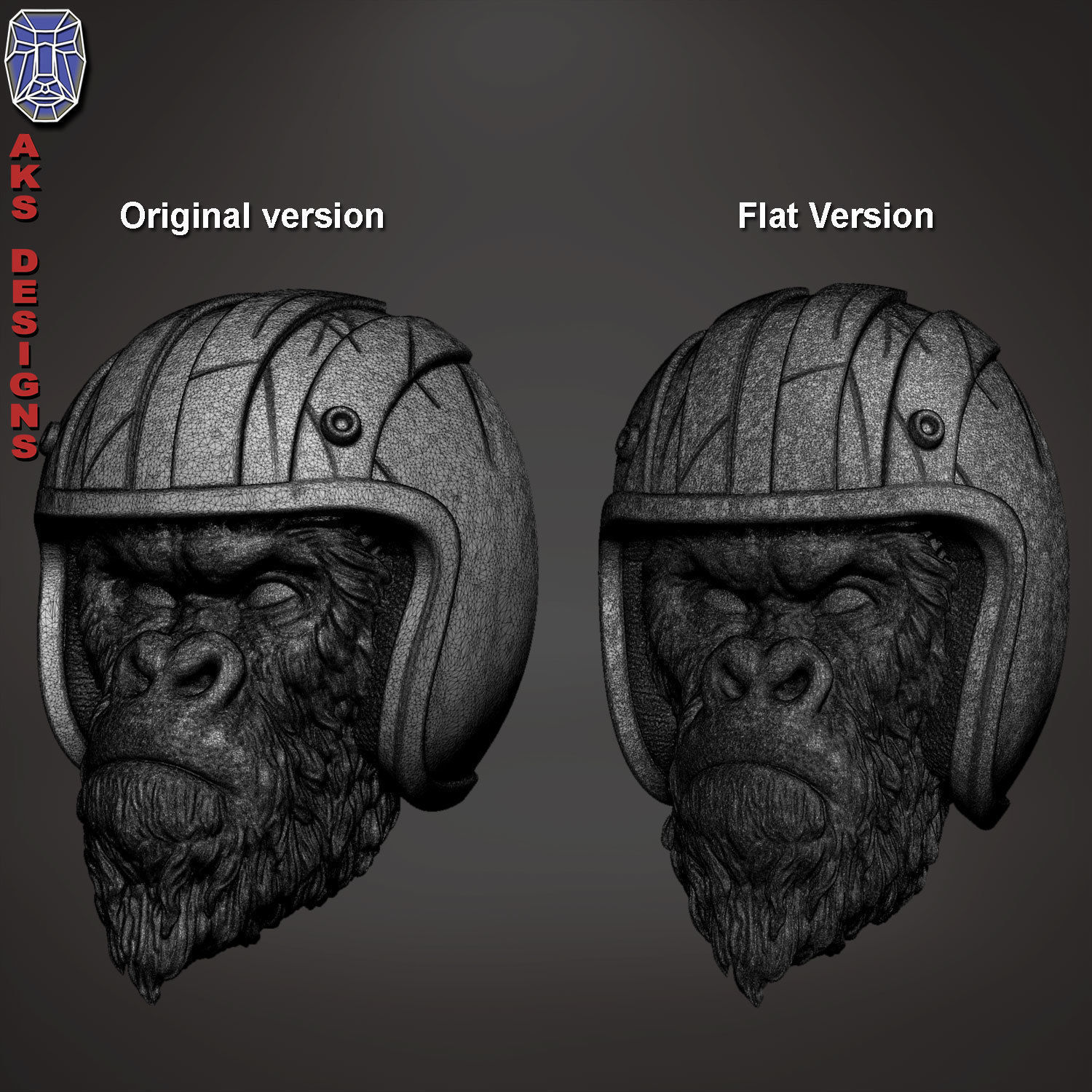 Biker gorilla 1 bas relief 3D print model_1