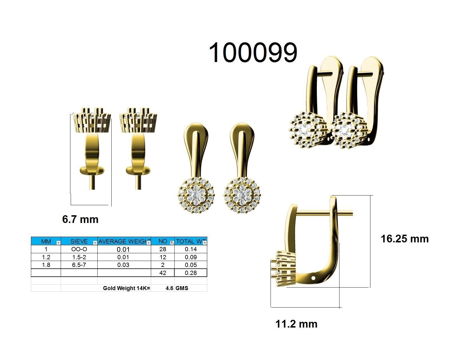 Women Earrings - 100099 3D print model_9
