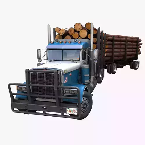Peterbilt 379 logger truck Low-poly 3D model
