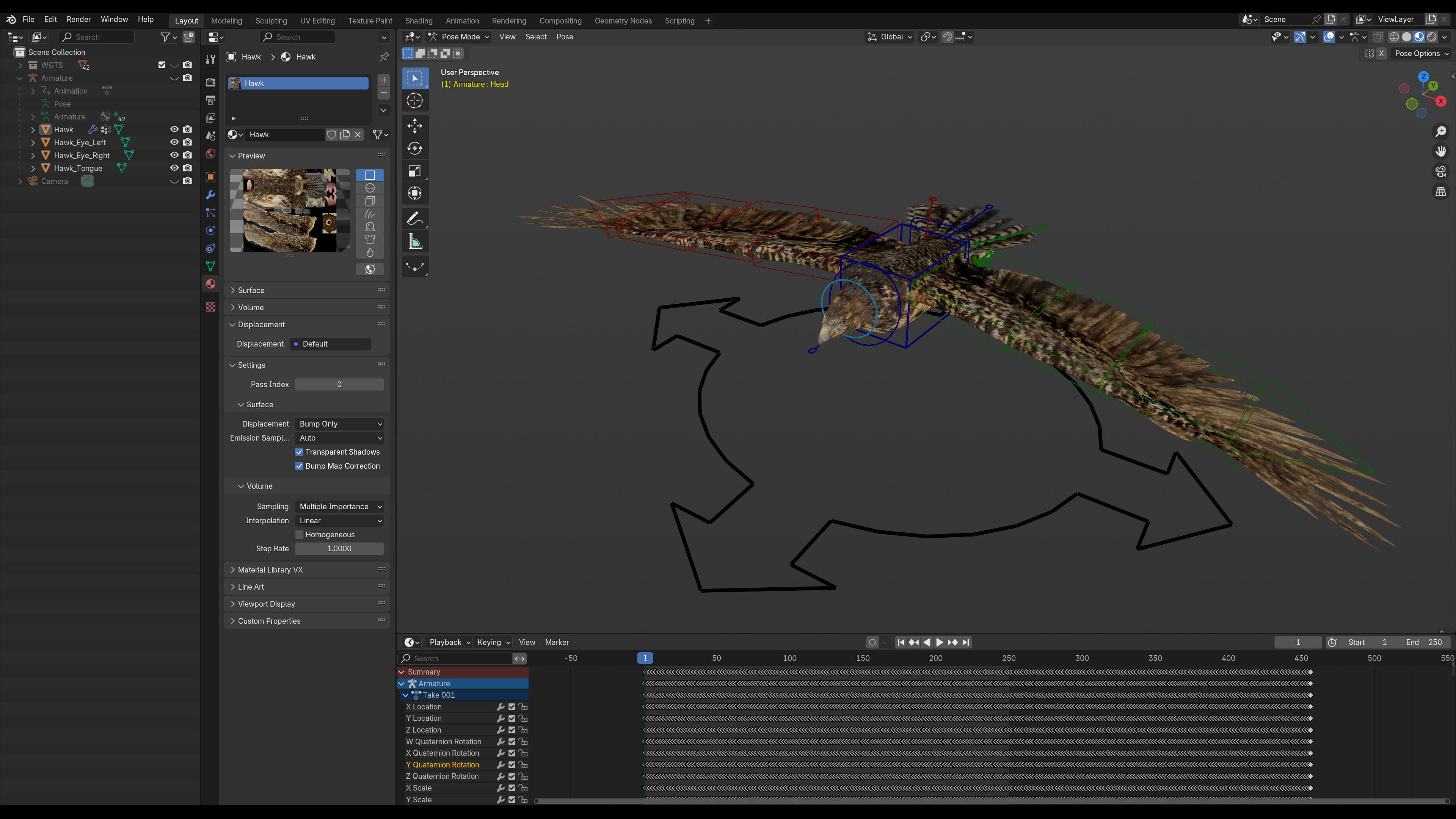 Animated Hawk 3D model_11