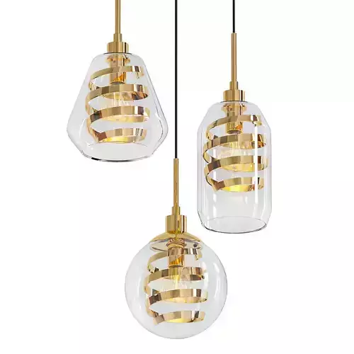 SCREW three gold and glass pendant lights