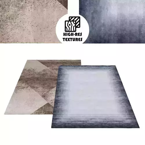 Large Gradient Blue and Brown Rug Set