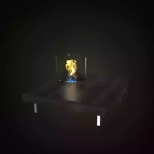 Rectangular Tabletop With Wooden Fireplace