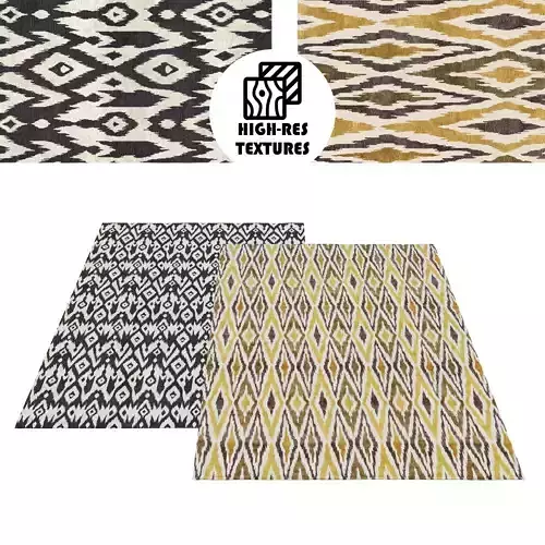 Large Rhombus Pattern Monochrome Colorful Rug Set