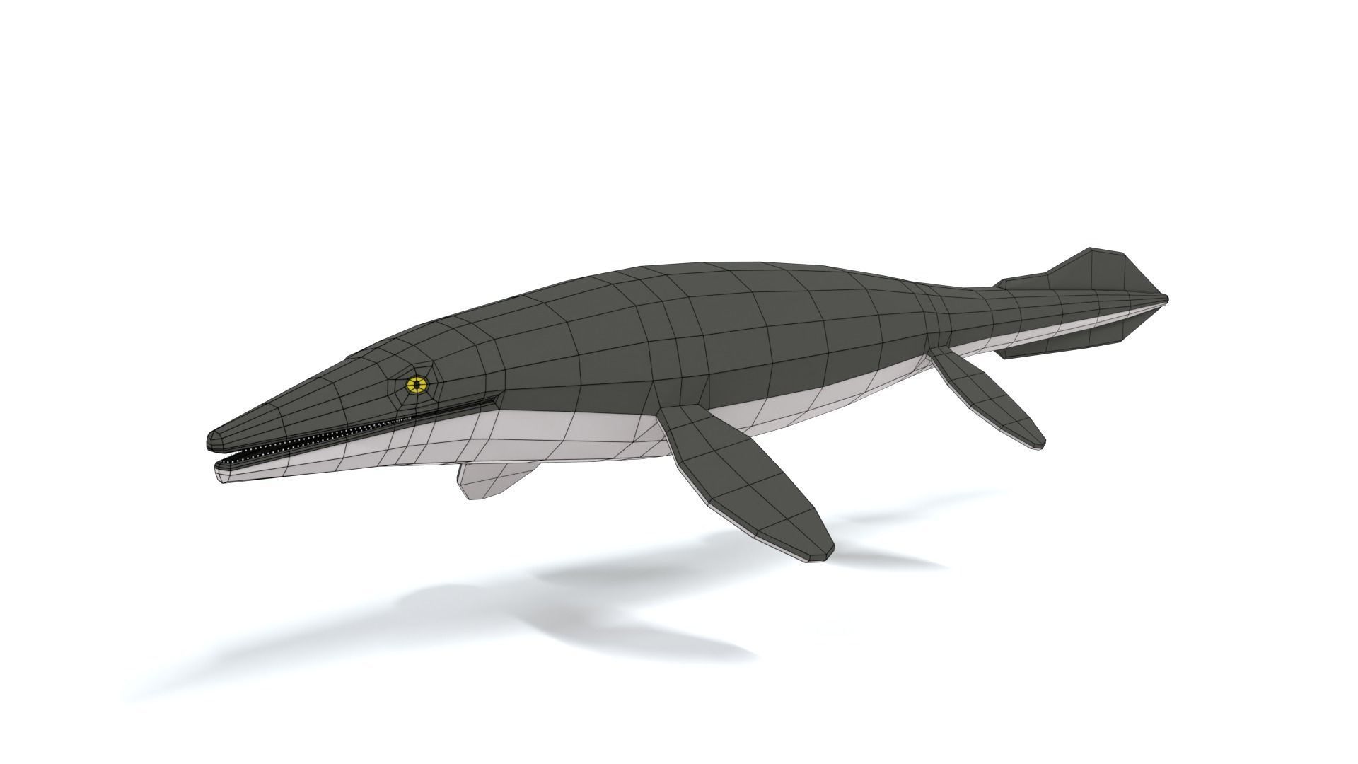 Low Poly Cartoon Tylosaurus Low-poly 3D model_9