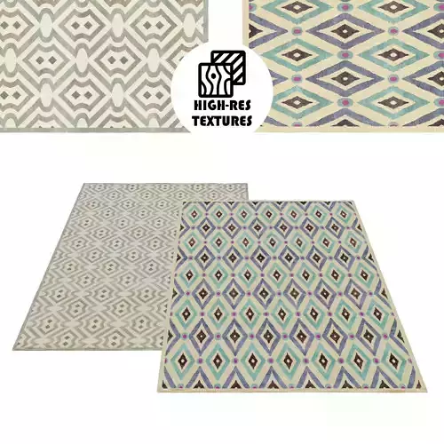 Large Geometric Rhombus Pattern Rug Set