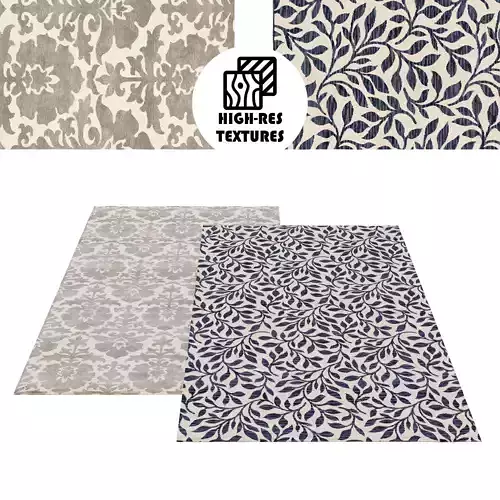 Large Ornament Botanical Rug Set 3D model