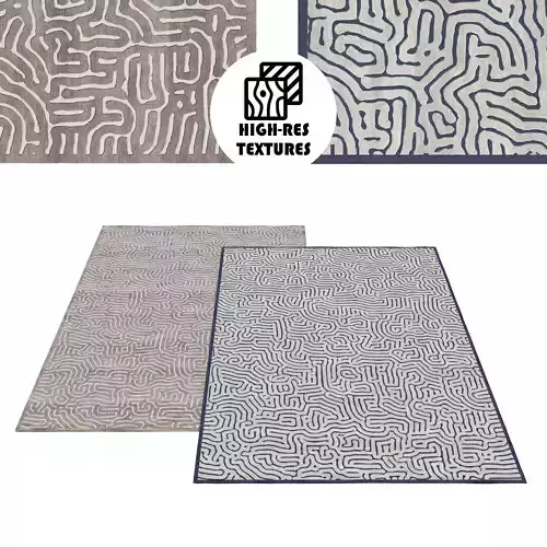 Large Irregular Labyrinth Pattern Rug Set