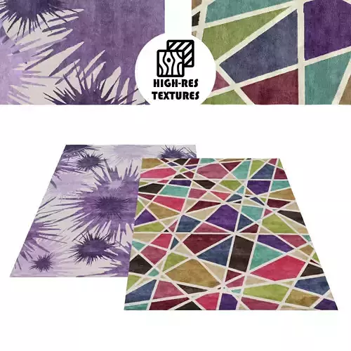 Large Colorful Virus Pattern Rug Set