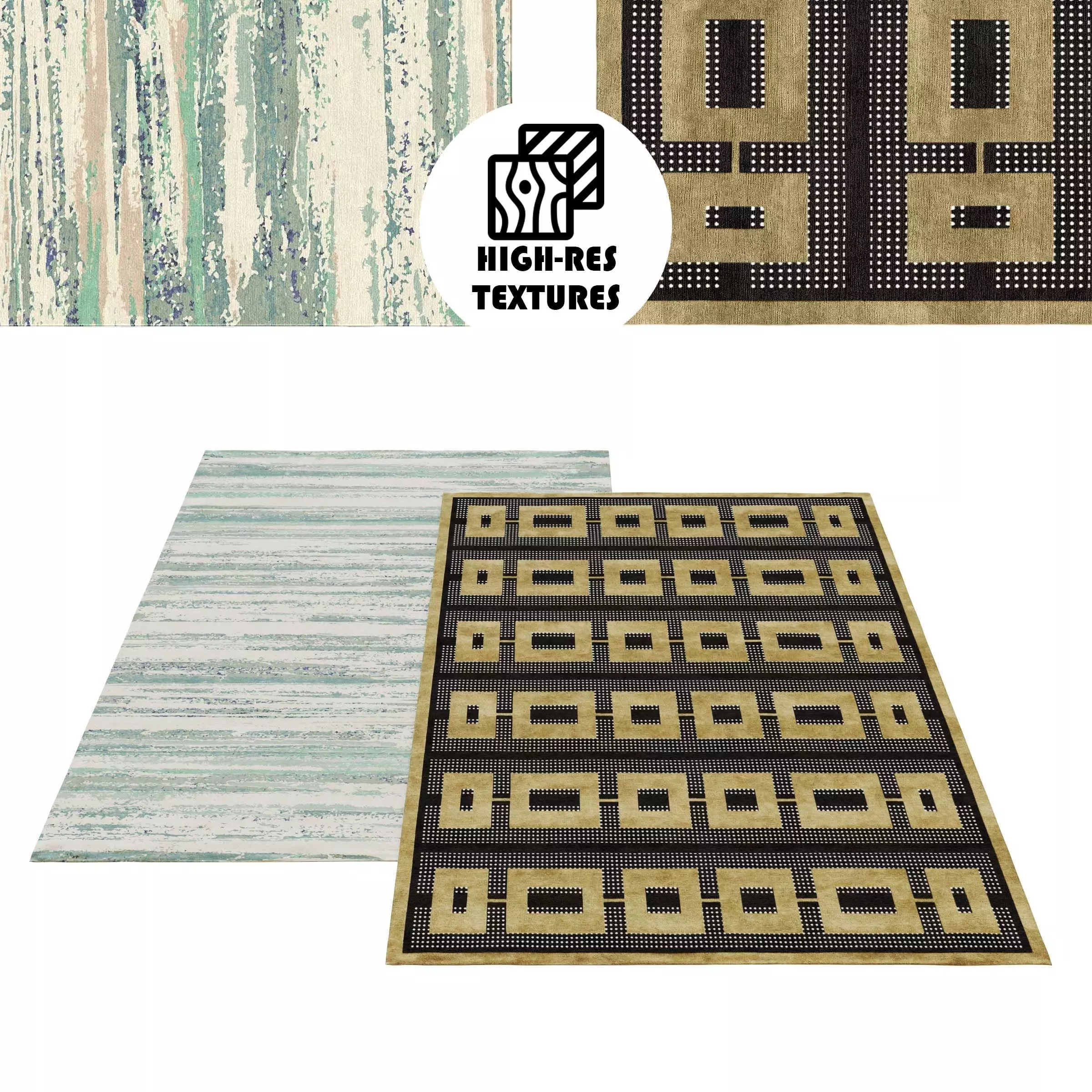 Large Irregular and Geometric Pattern Modern Rug Set 3D model | CGTrader
