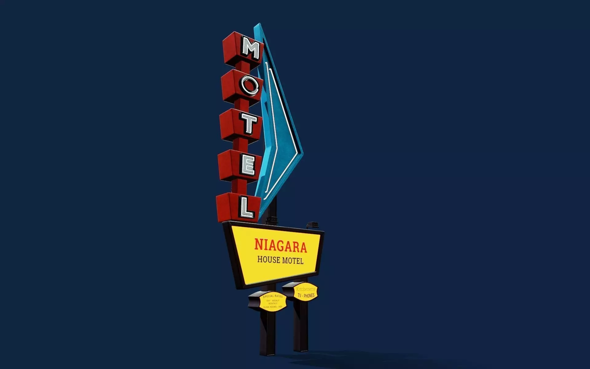 Retro Neon Sign - Tutorial Included Low-poly 3D model
