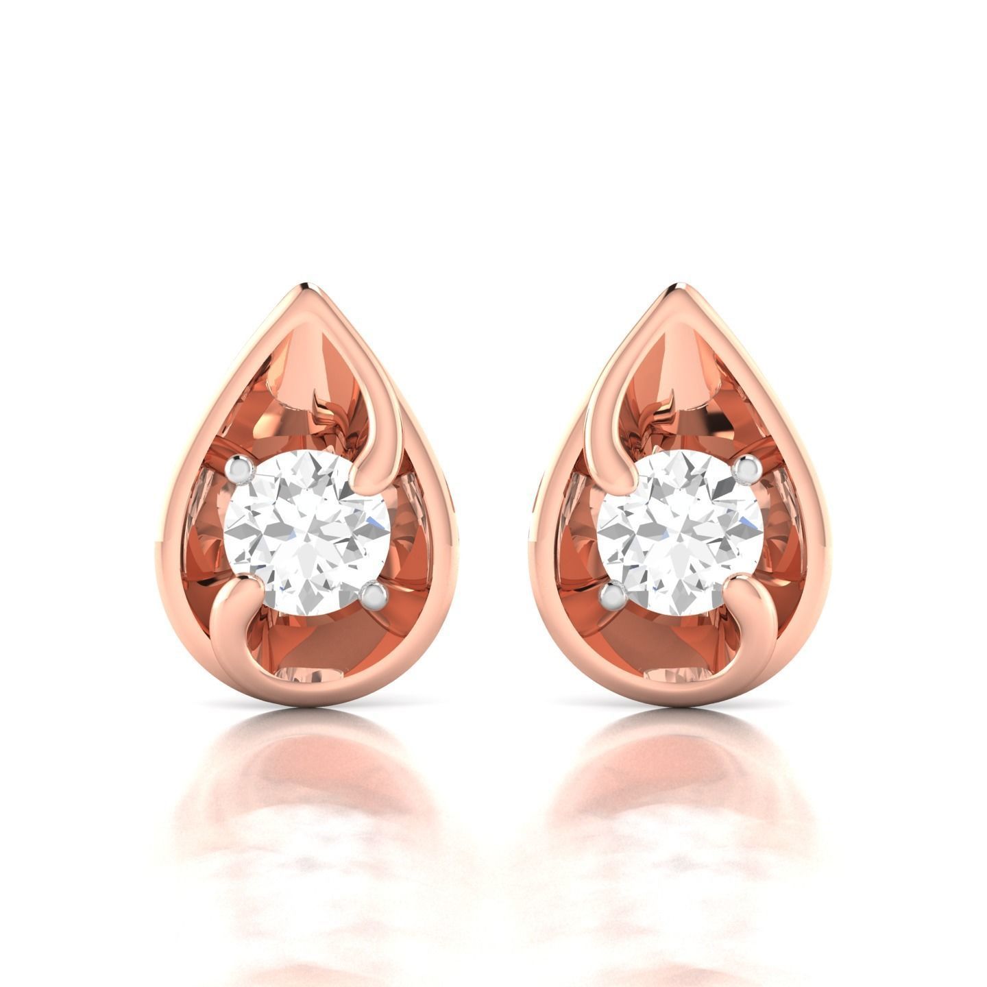 JFEASLT-26065 pair of tear shaped diamond earrings 3D print model_1