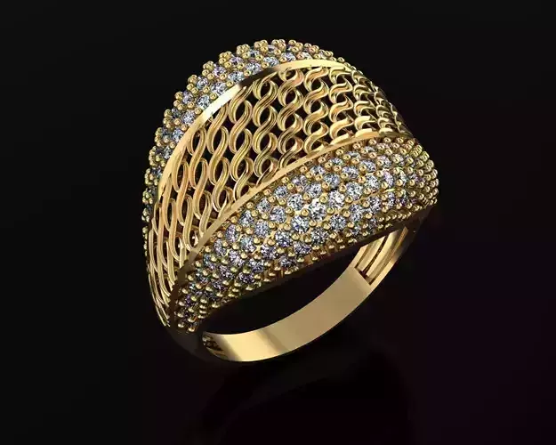 Ring 3D elegant gold with diamonds