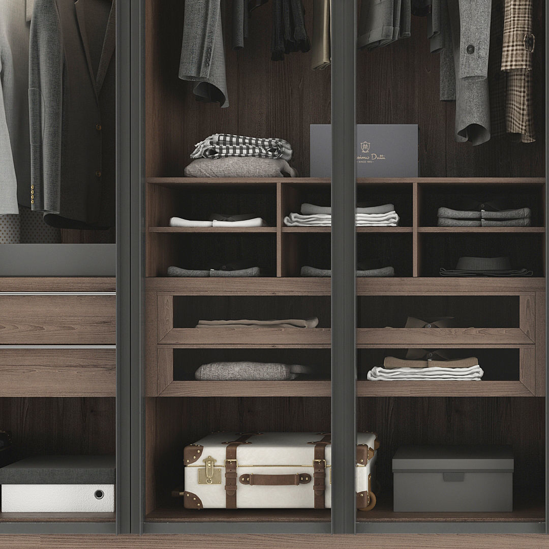Wardrobe walk in closet with clothes and shoes 3D model_17
