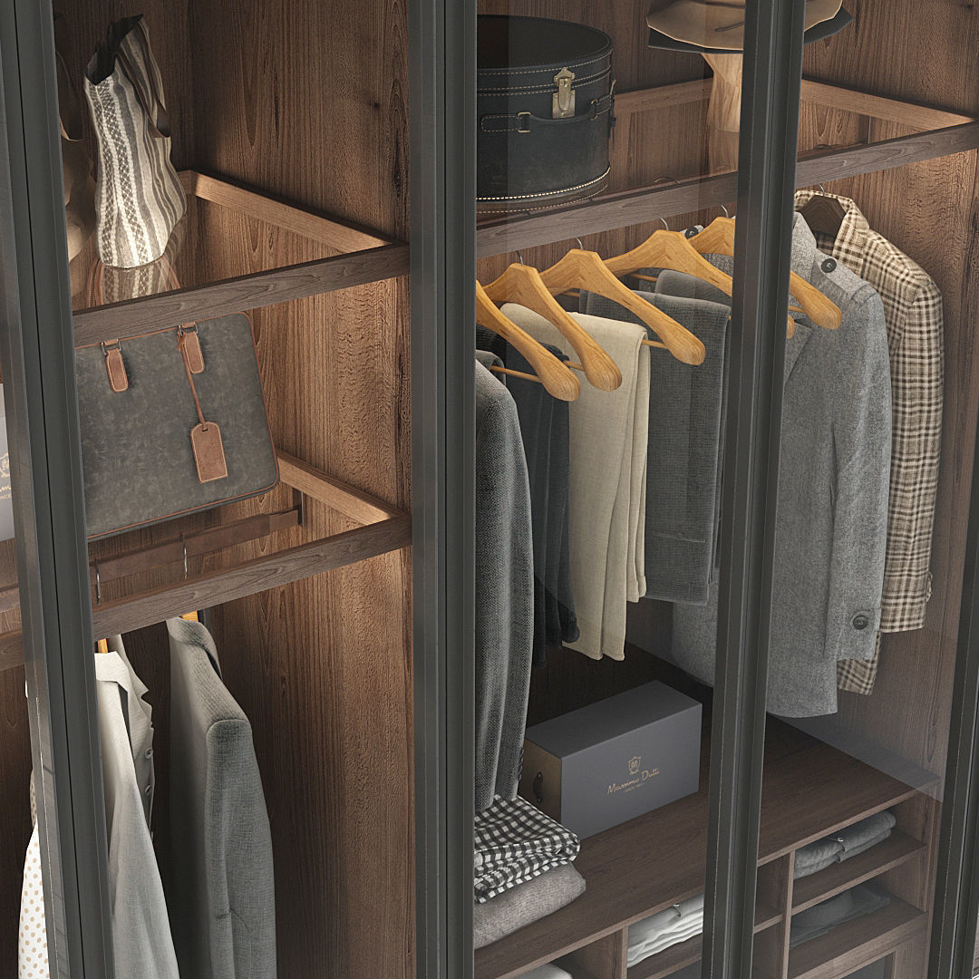 Wardrobe walk in closet with clothes and shoes 3D model_18
