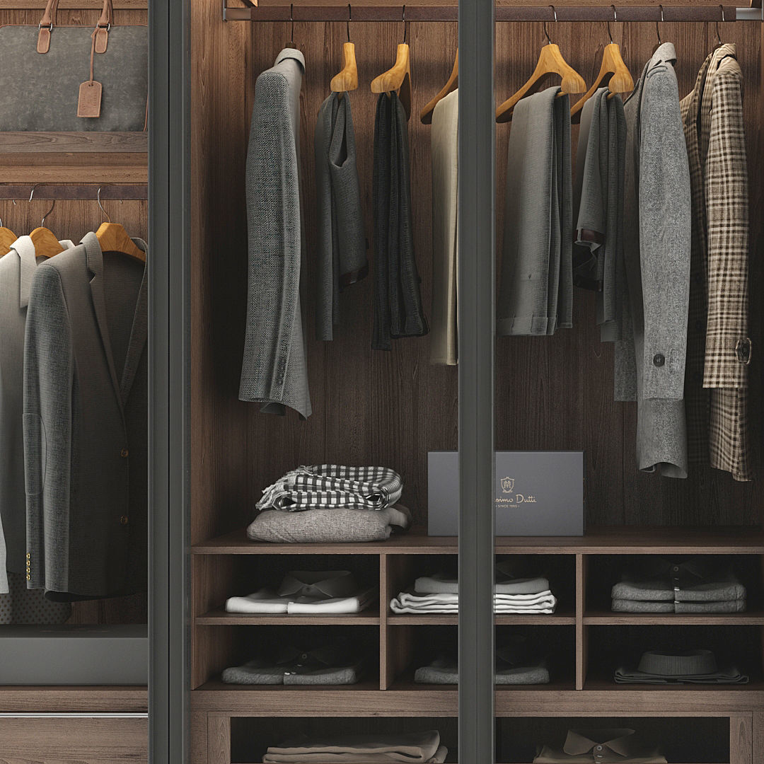 Wardrobe walk in closet with clothes and shoes 3D model_15