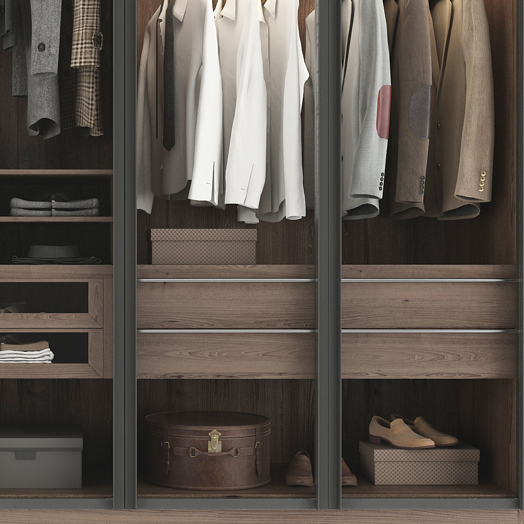 Wardrobe walk in closet with clothes and shoes 3D model_19