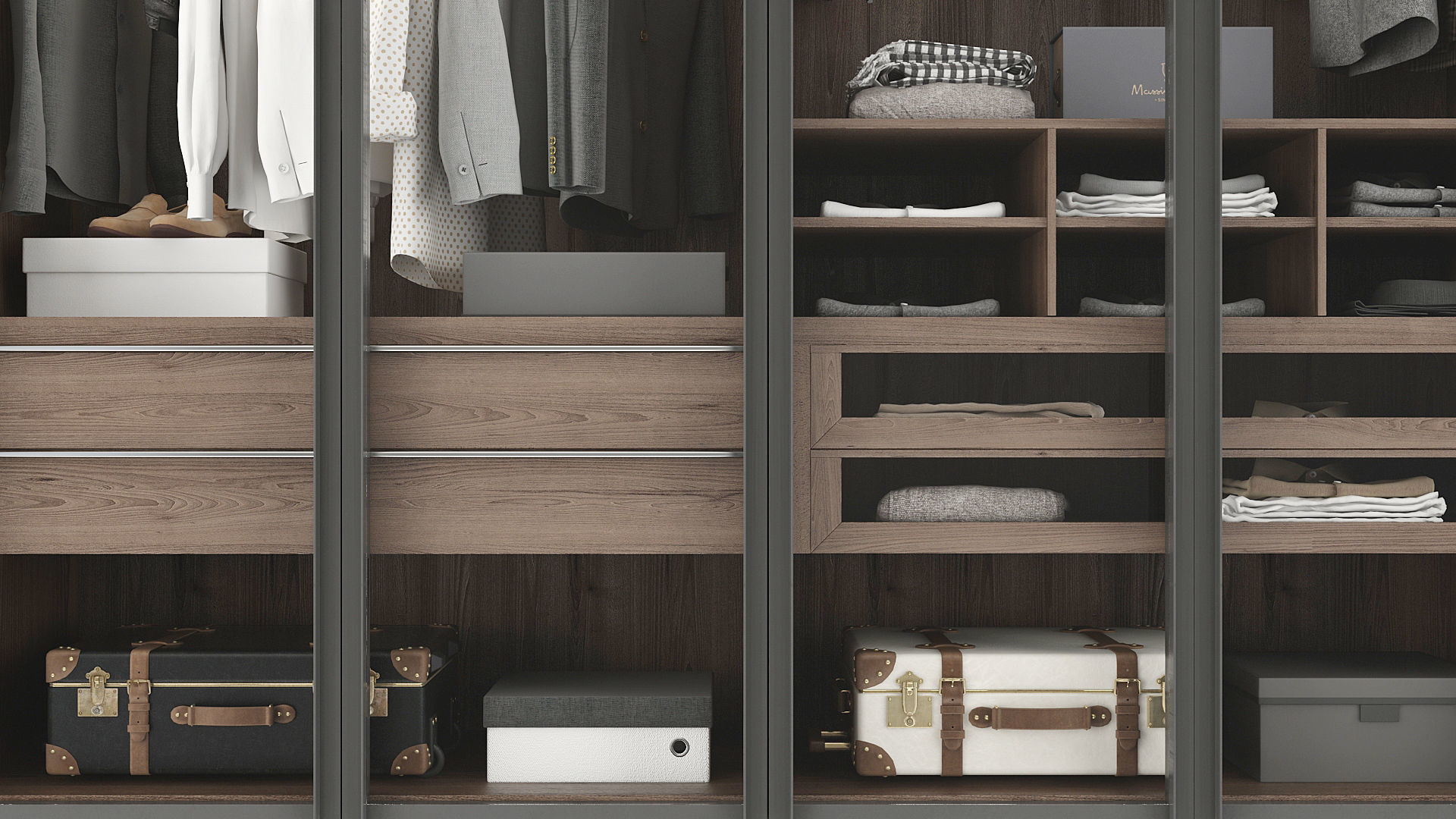 Wardrobe walk in closet with clothes and shoes 3D model_11