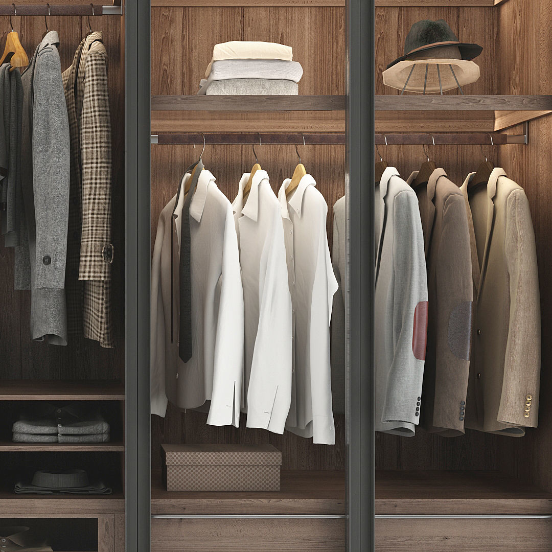 Wardrobe walk in closet with clothes and shoes 3D model_20