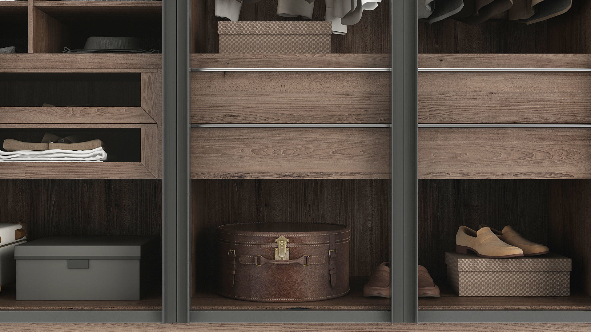 Wardrobe walk in closet with clothes and shoes 3D model_12