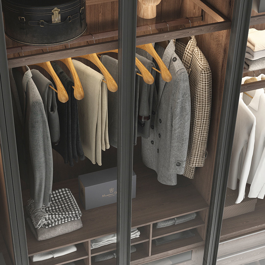 Wardrobe walk in closet with clothes and shoes 3D model_16