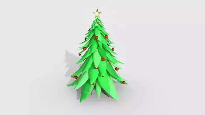 Christmas Tree 01 Green Red - Cartoon Interior Decoration