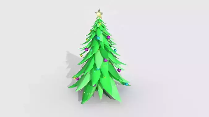 Christmas Tree 02 Green Colored  - Cartoon Interior Decoration