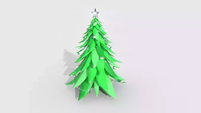 Christmas Tree 03 Green Silver - Cartoon Interior Decoration