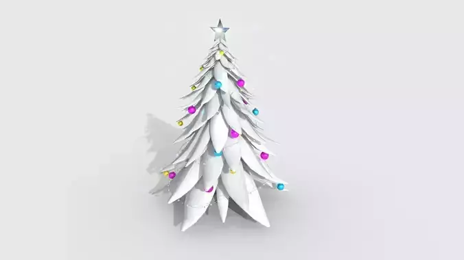 Christmas Tree 04 Snow Colored - Cartoon Interior Decoration