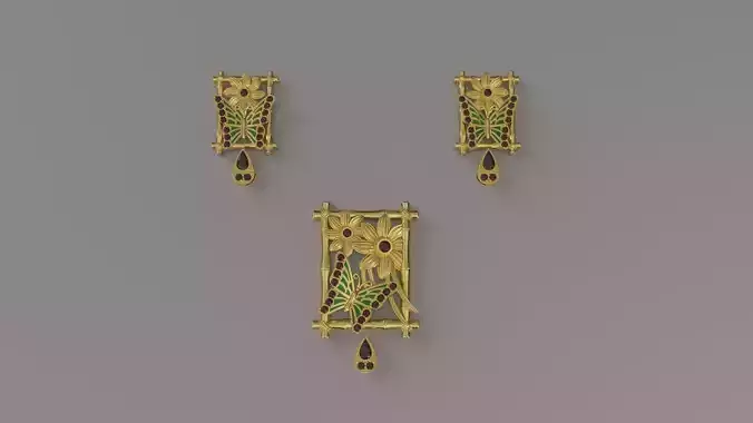 Flower gold pendant set 188