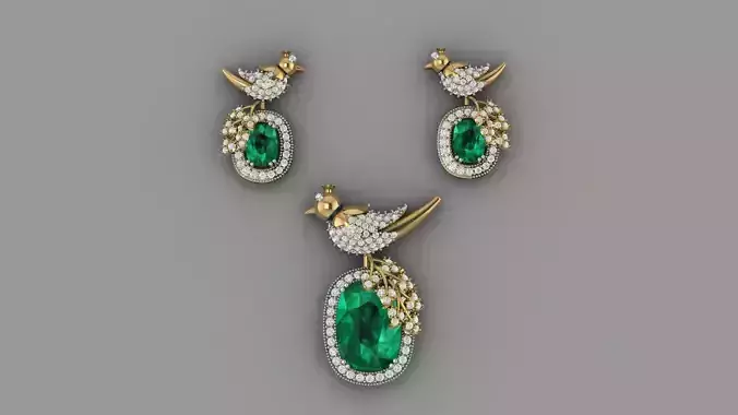 birds shape gold pendant set 185