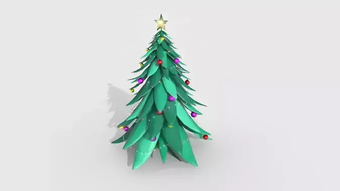 Christmas Tree 08 Green Aqua - Cartoon Interior Decoration