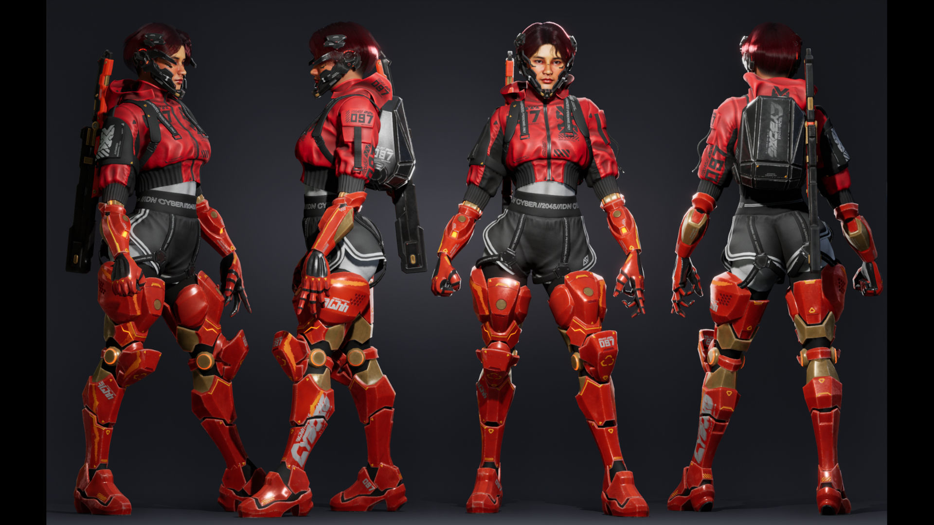 Cyberpunk Street Girl Character Low-poly 3D model_5