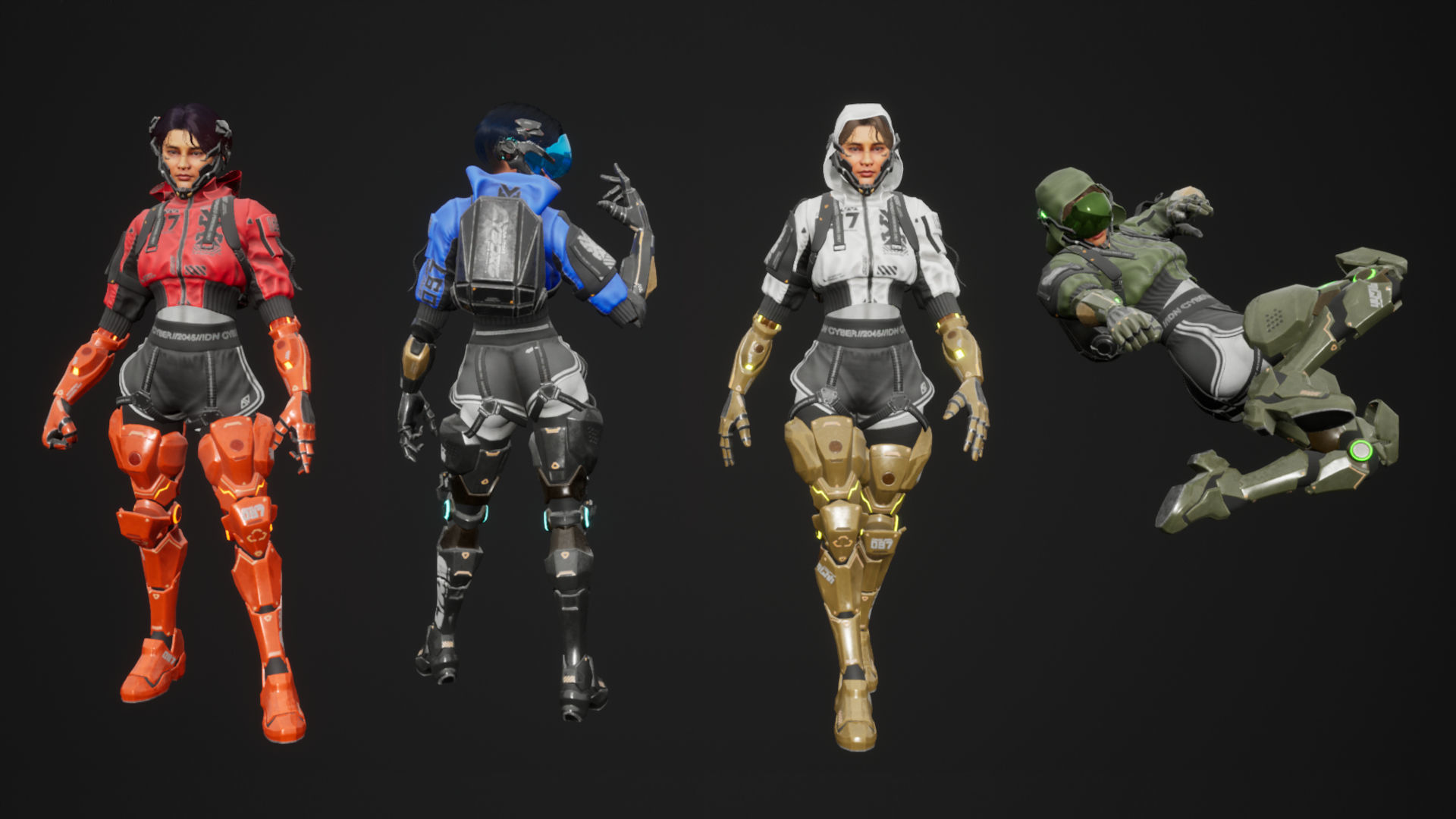 Cyberpunk Street Girl Character Low-poly 3D model_9