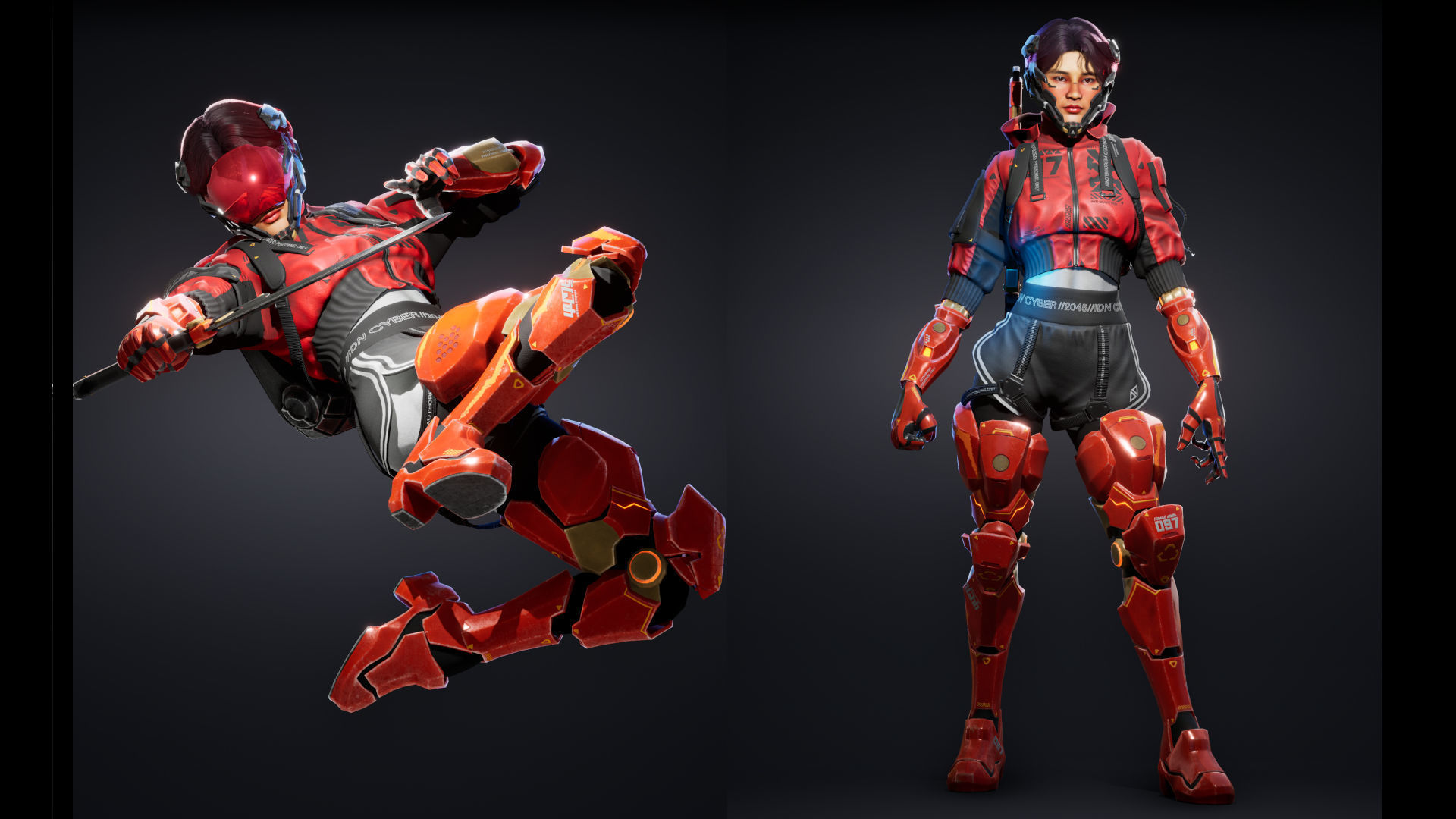 Cyberpunk Street Girl Character Low-poly 3D model_4