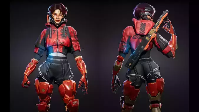 Cyberpunk Street Girl Character Low-poly 3D model