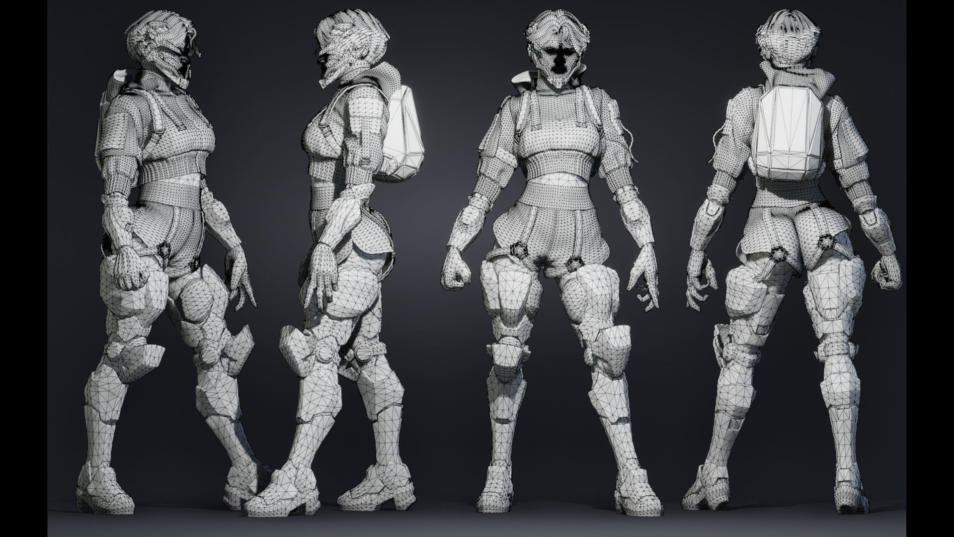 Cyberpunk Street Girl Character Low-poly 3D model_6