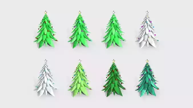 08 Christmas Trees - Cartoon Interior Decoration