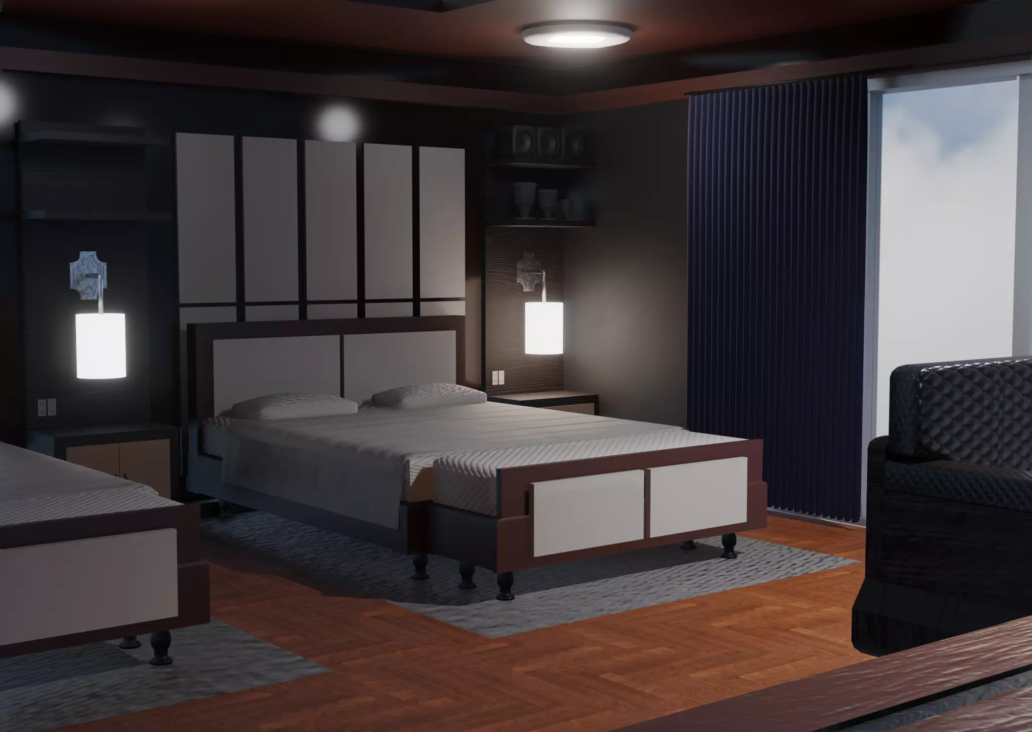 Hotel room - cheap Low-poly 3D model_0
