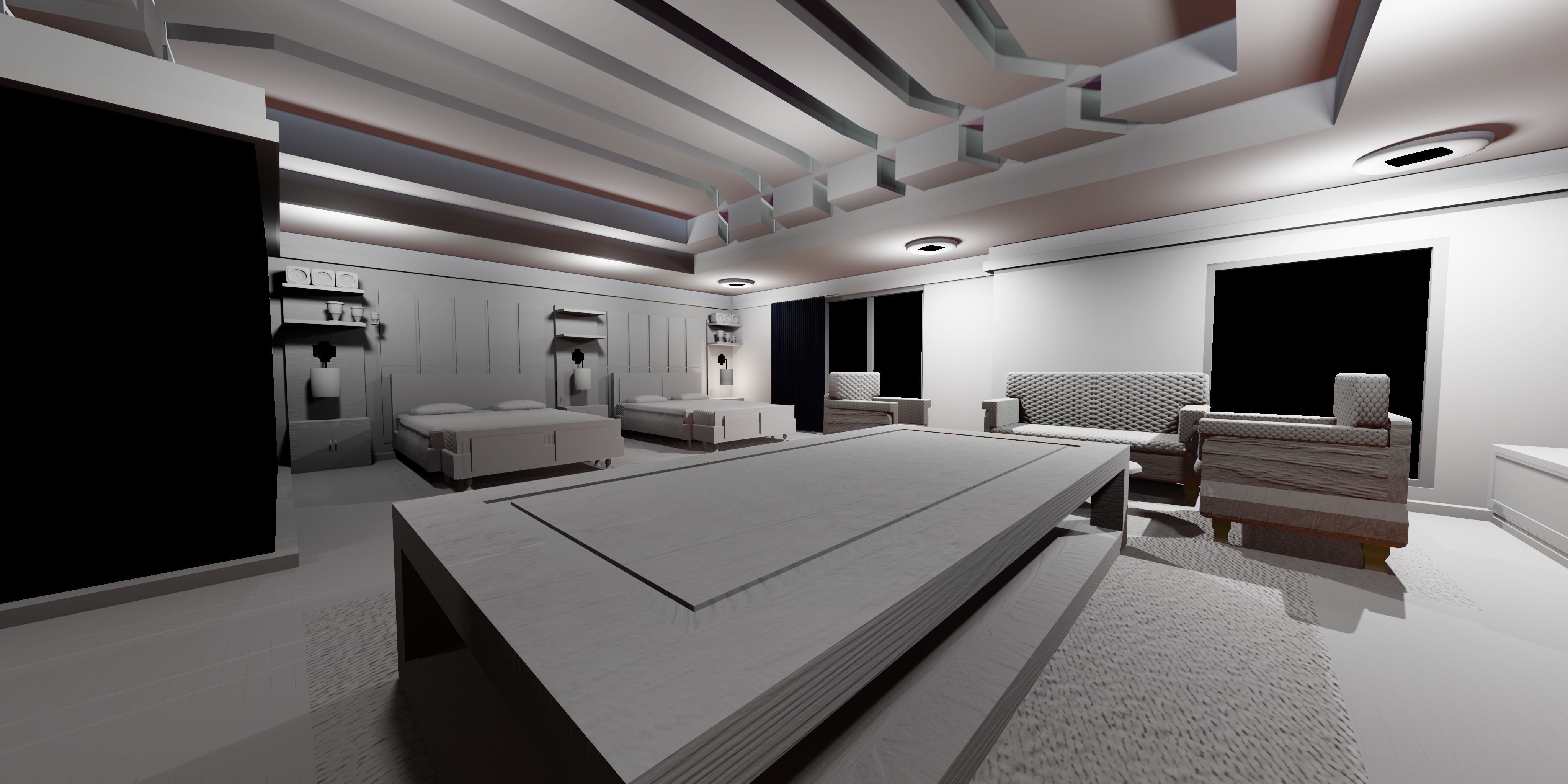 Hotel room - cheap Low-poly 3D model_3