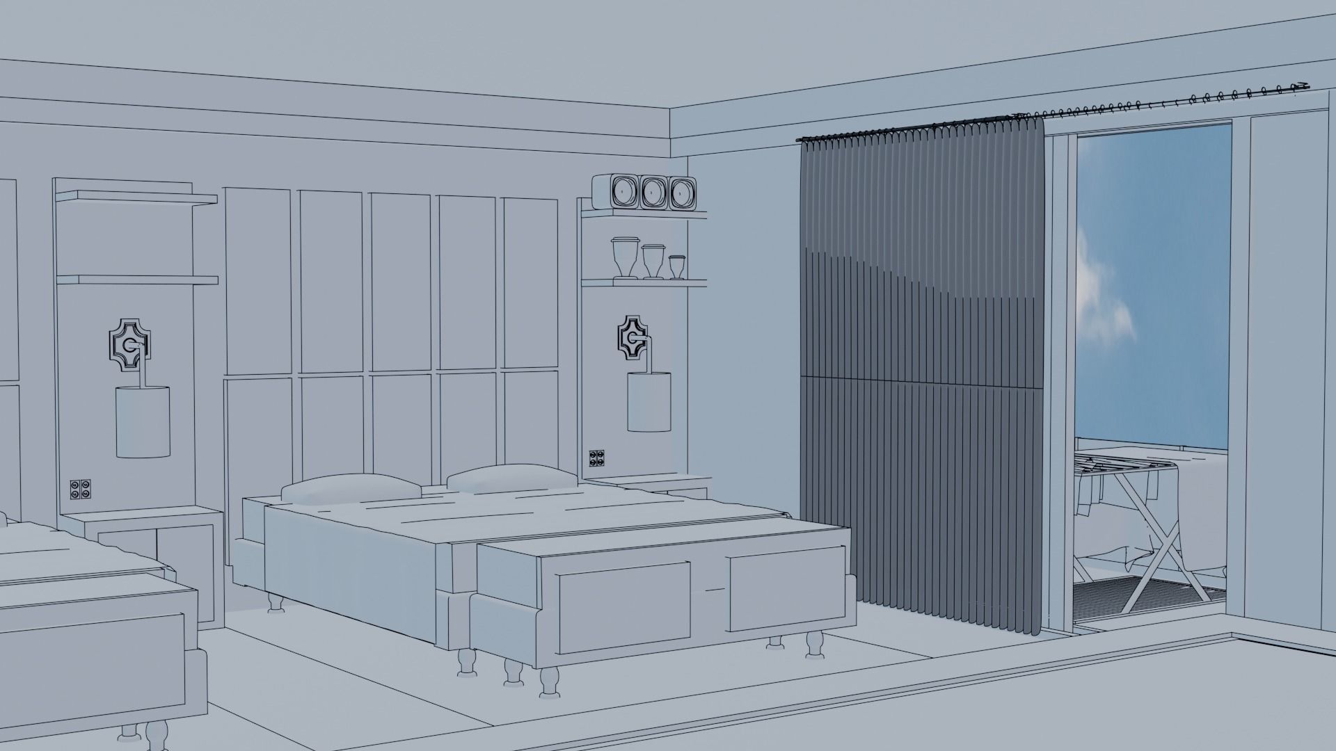 Hotel room - cheap Low-poly 3D model_4